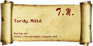 Tordy Máté névjegykártya